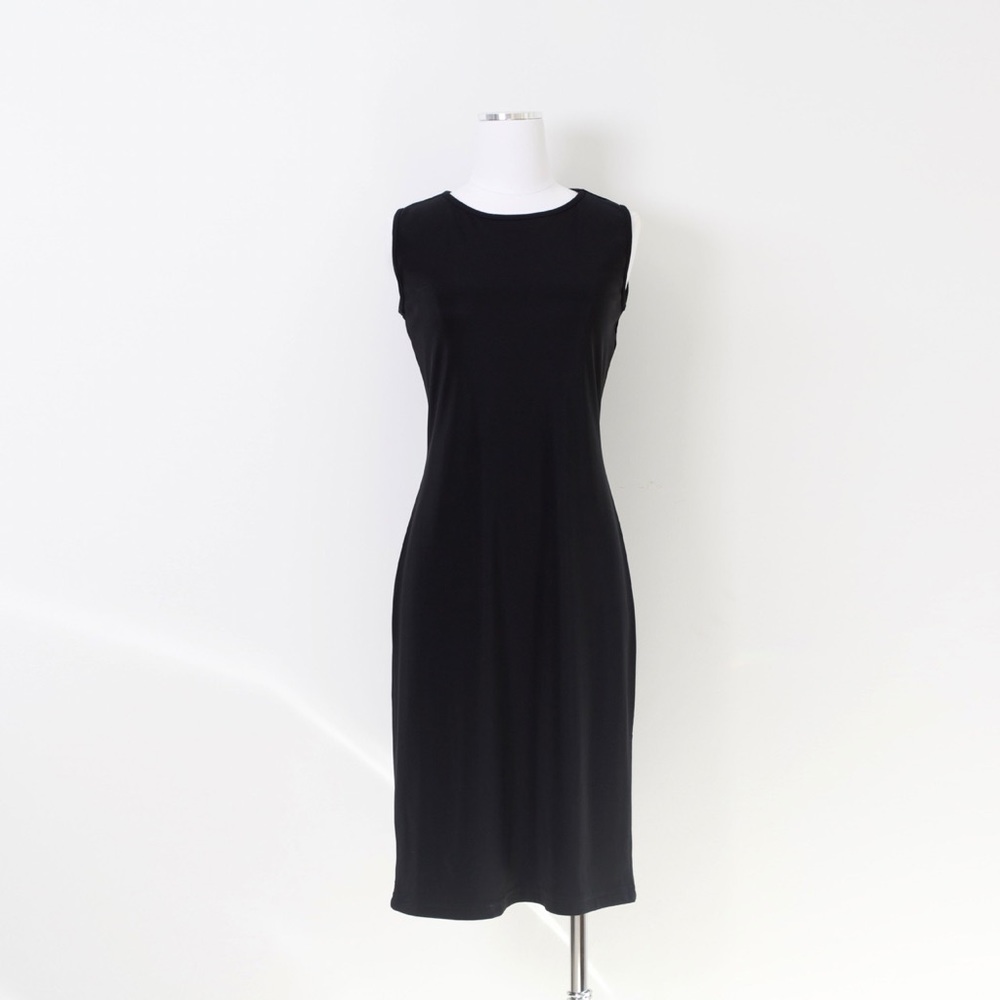 90's Vintage Sleeveless Slinky Knee Length Dress - Picture 5 of 8